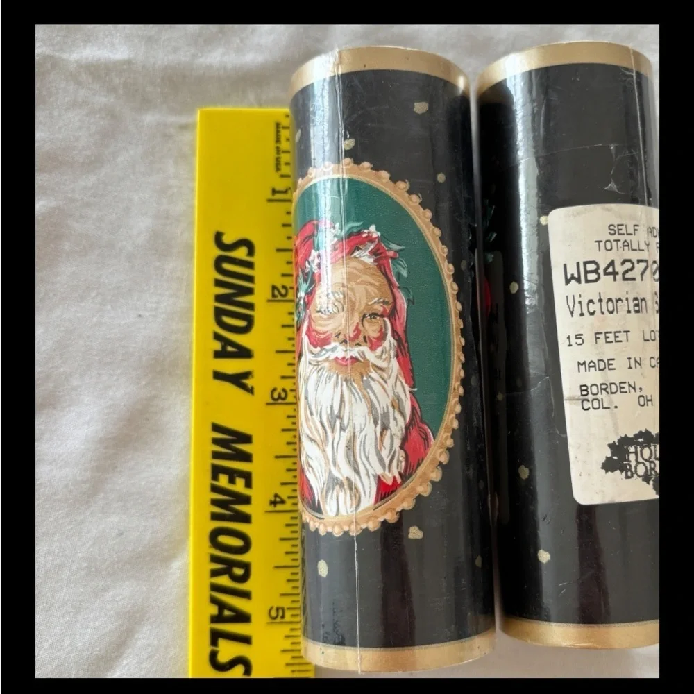 VTG Victorian Holiday Christmas Santa Wallpaper Border Self Adhesive 2 Rolls 5